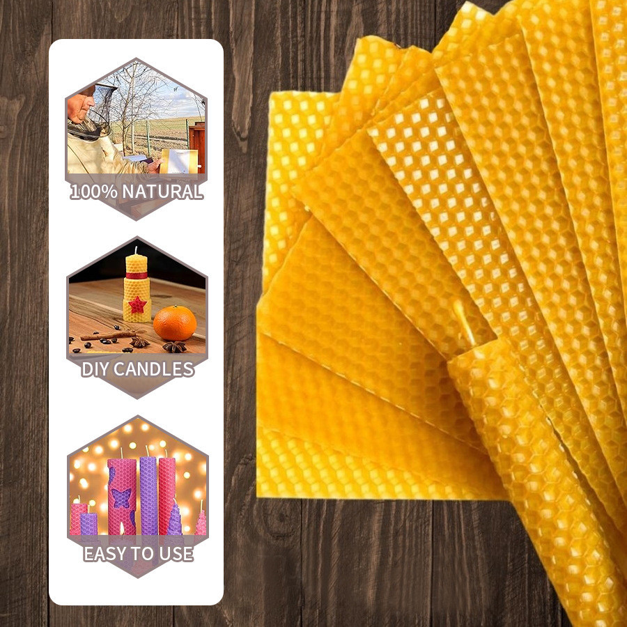 Beeswax Taper Candle - 밀랍 테이퍼 양초, 손으로 감은 벌집
