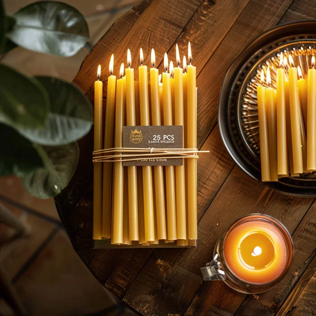 천연 밀랍 하누카 양초, 얇은 테이퍼 꿀 양초, 의식  - Beeswax Taper Candle 리뷰 및 가격