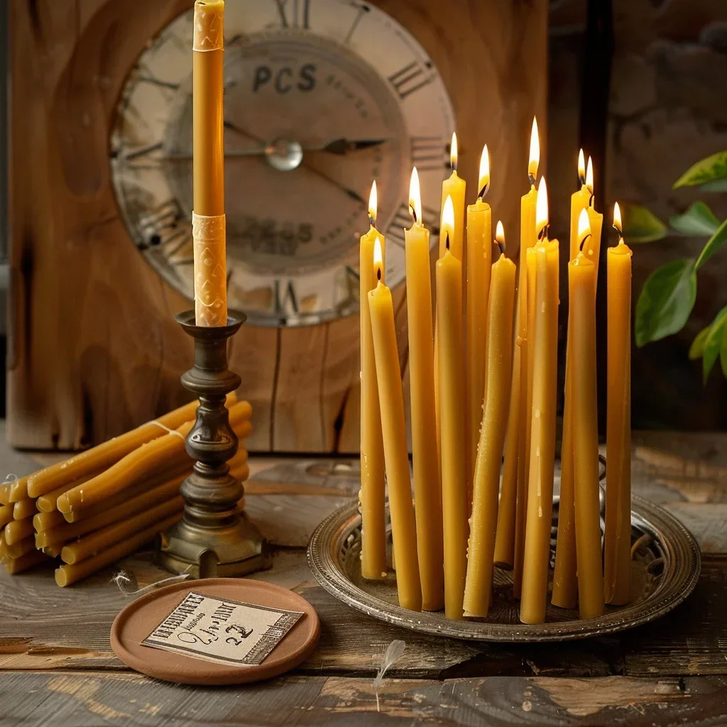 천연 밀랍 하누카 양초, 얇은 테이퍼 꿀 양초, 의식  - Beeswax Taper Candle 리뷰 및 가격