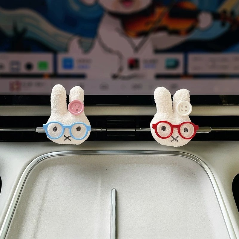 안경을 쓴 귀여운 토끼 자동차 에어벤트 향수 클립 아로 - Car Vent Diffuser 리뷰 및 가격